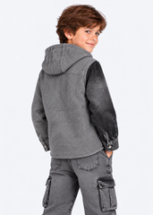 Cozy Knit & Denim Jacket - Gray