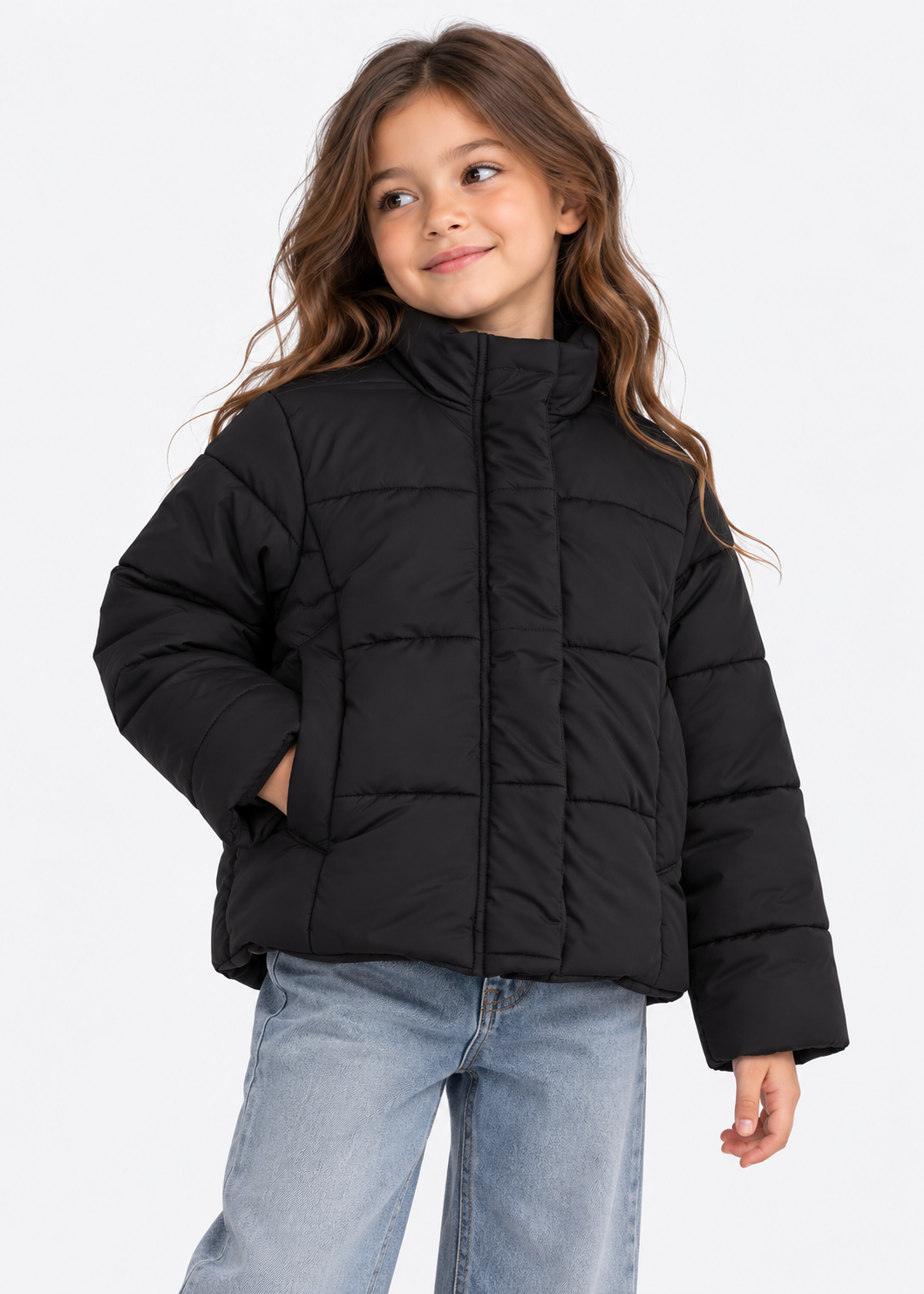 Girls Puffy Black Jacket