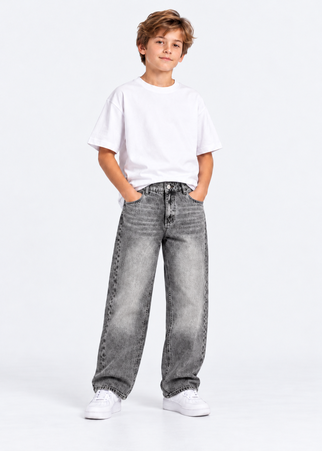 Straight-Leg Jeans - Light Gray