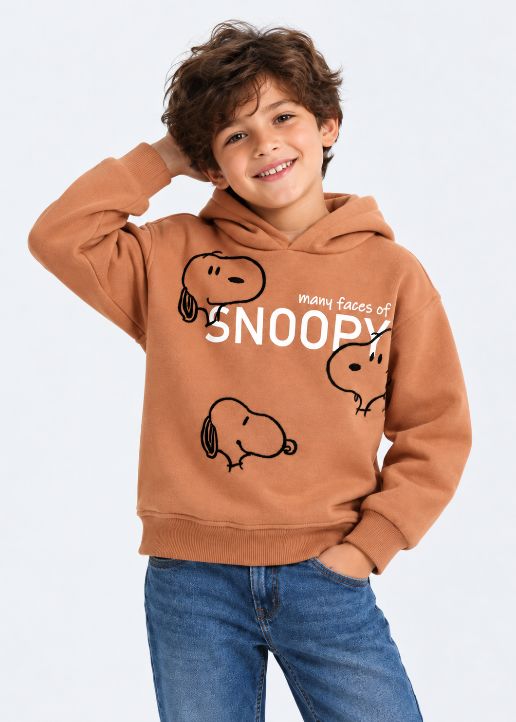 Snoopy Faces Graphic Hoodie - Orange