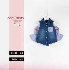 Jeans Shirt with Cutted Sleeve