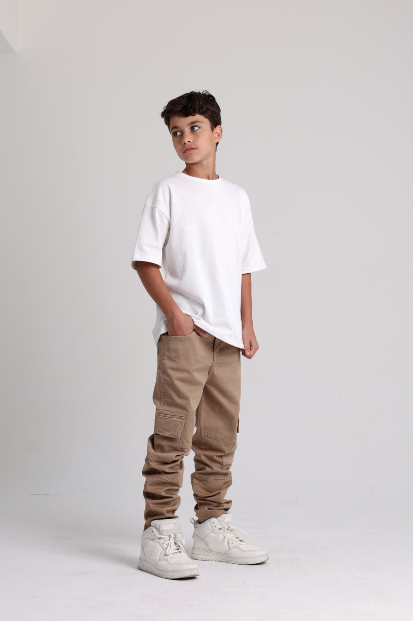Cargo Gabardine Beige Pants