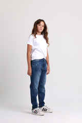 Ripped Knee Girls Dark Jeans