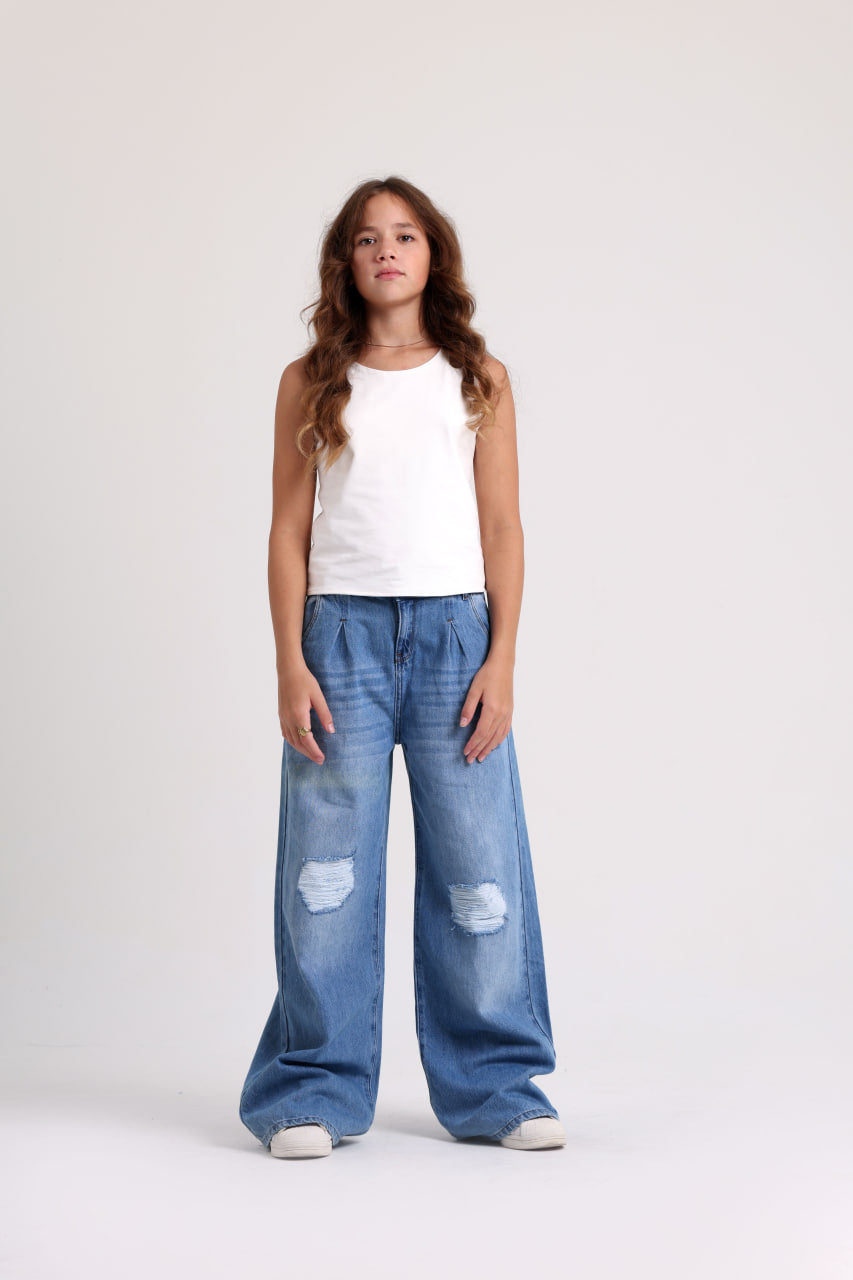 Wide Leg Ripped Jeans