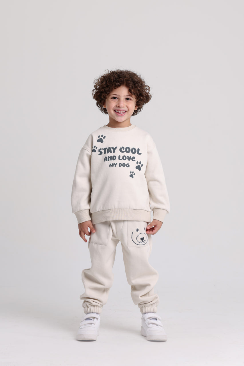 Bear Hug Back Beige Pajama