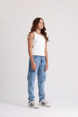 Ripped Knee Girls Light Jeans