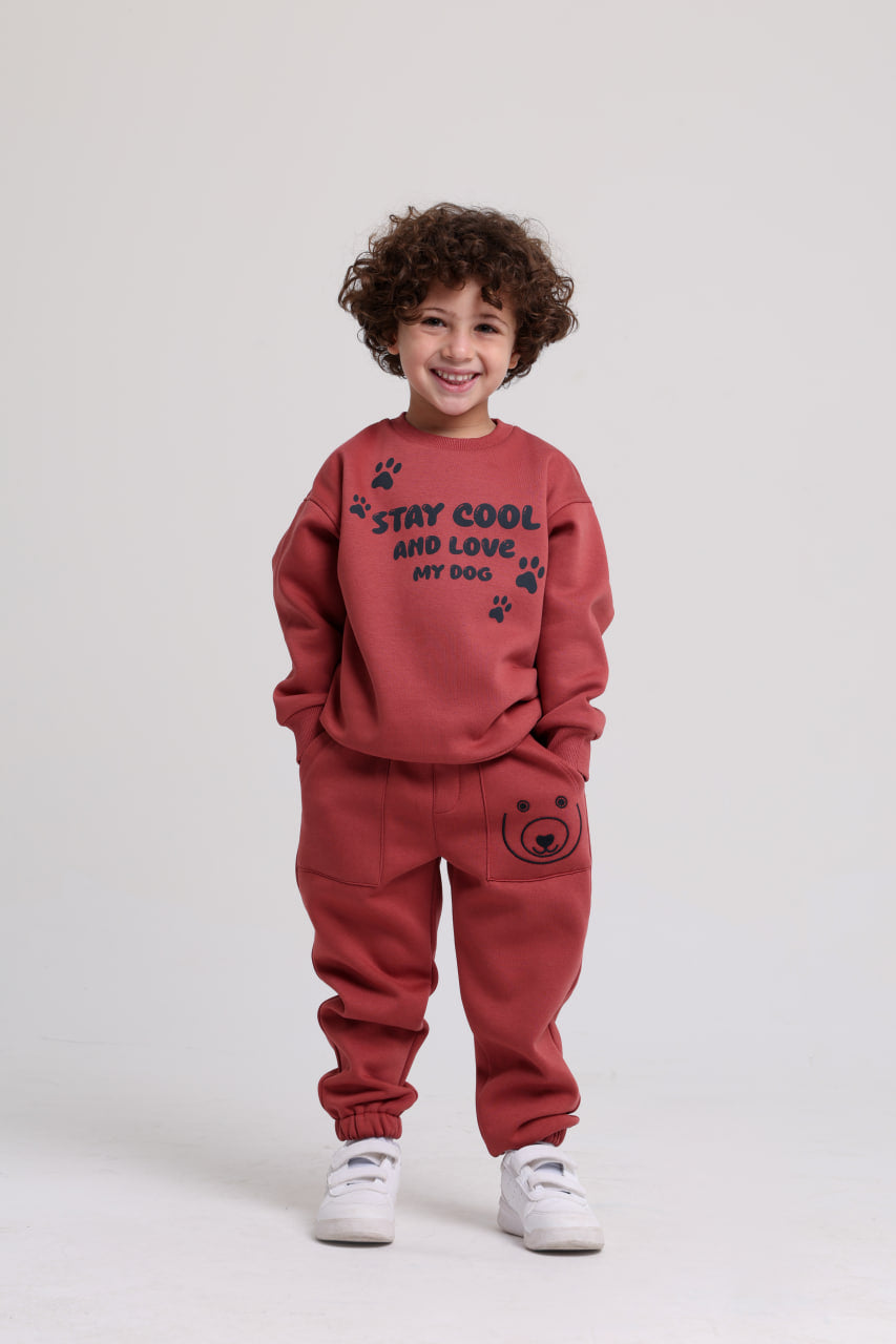 Bear Hug Back Maroon Pajama