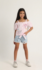 Drop-Off Shoulder Pink Top